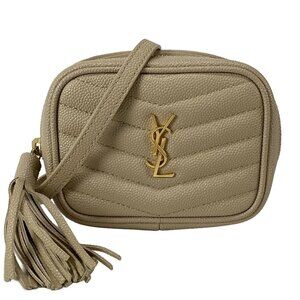 SAINT LAURENT PARIS Lou Baby Bag Gray Beige Gold Leather Hardware - 873-081625